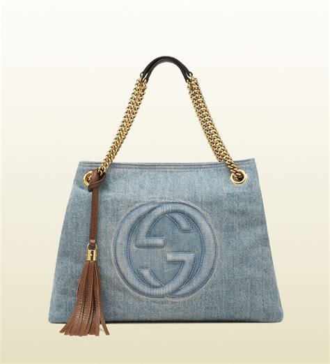 gucci bags blue|Gucci blue denim bag.